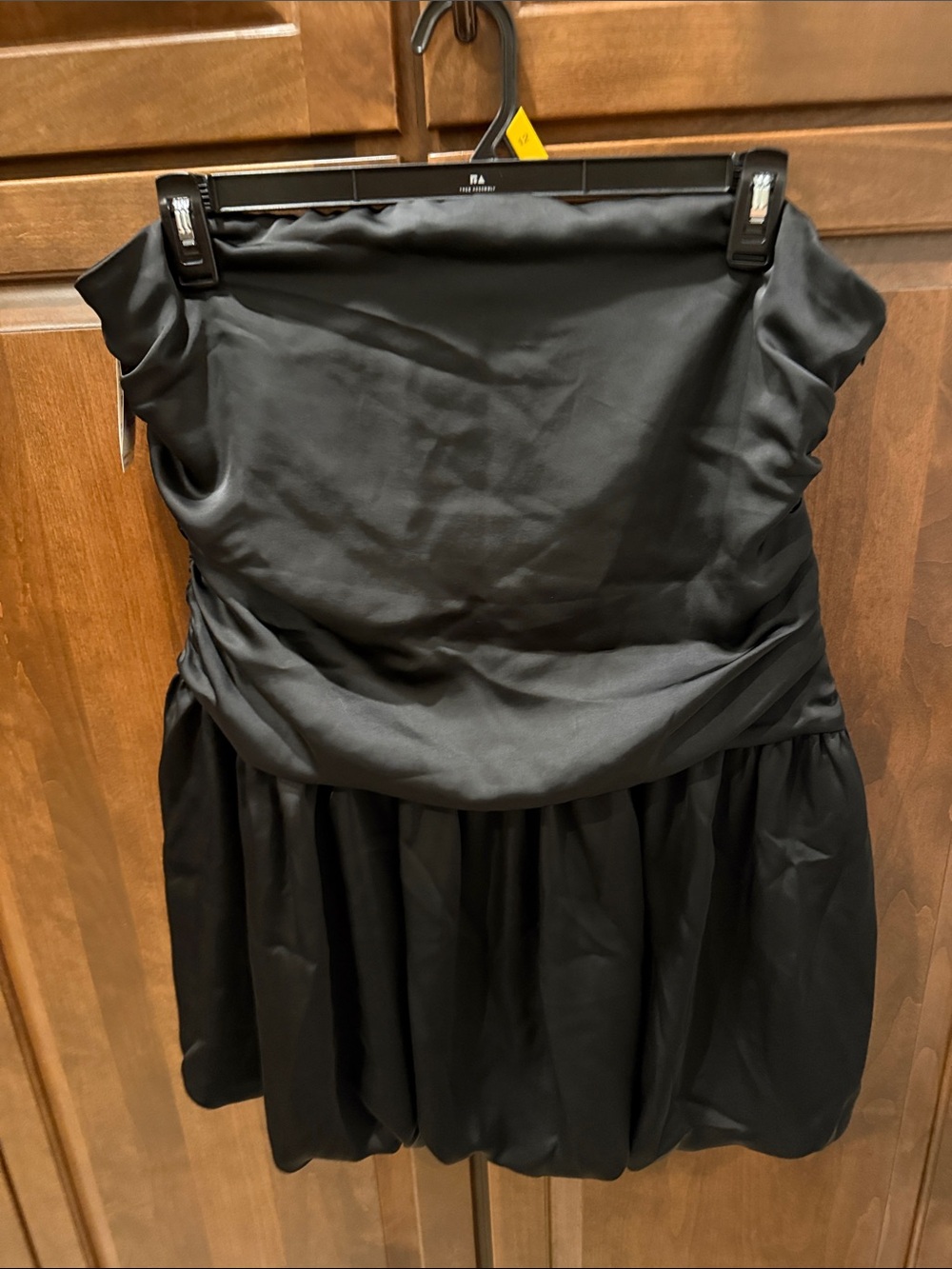 Abound Black Satin Strapless Bubble Hem Dress - NWT